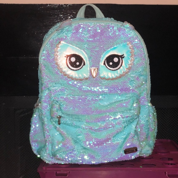 owl flip sequin backpack